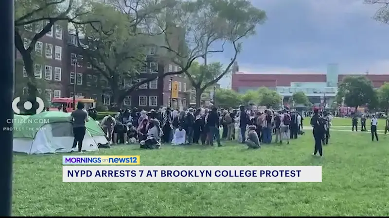 Story image: Several arrested during protest after setting up encampments at Brooklyn College