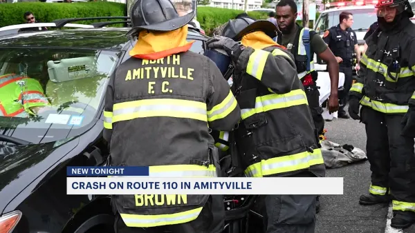 Firefighters respond to crash on Route 110 in Amityville