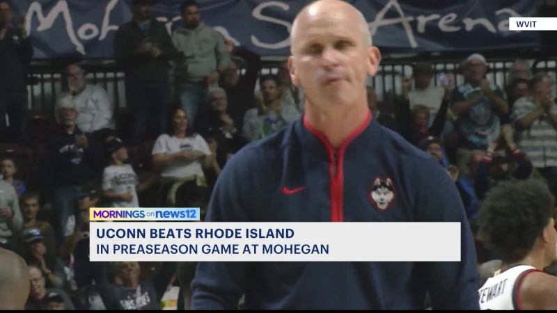 Story image: No.3  UConn men's tops Rhode Island in preseason opener