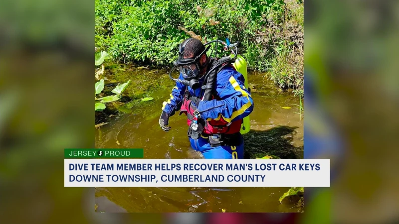 Story image: Jersey Proud: Police dive team helps recover lost keys from Cumberland County pond
