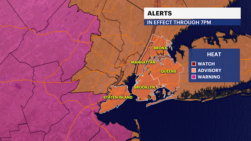 Story image: HEAT ALERT: Dangerously hot and humid today; pop-up shower possible tonight for Brooklyn