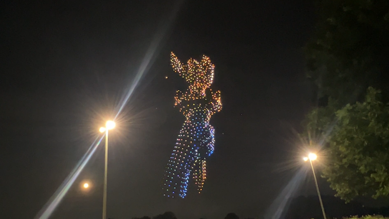 Story image: Must-see video: World Cup drone show lights up the sky over Jersey City