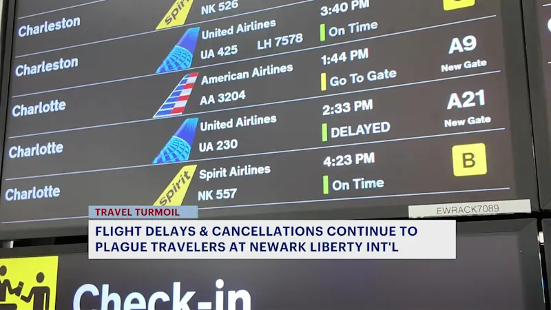 Story image: Air travel turmoil continues at Newark Airport; ground stop possible