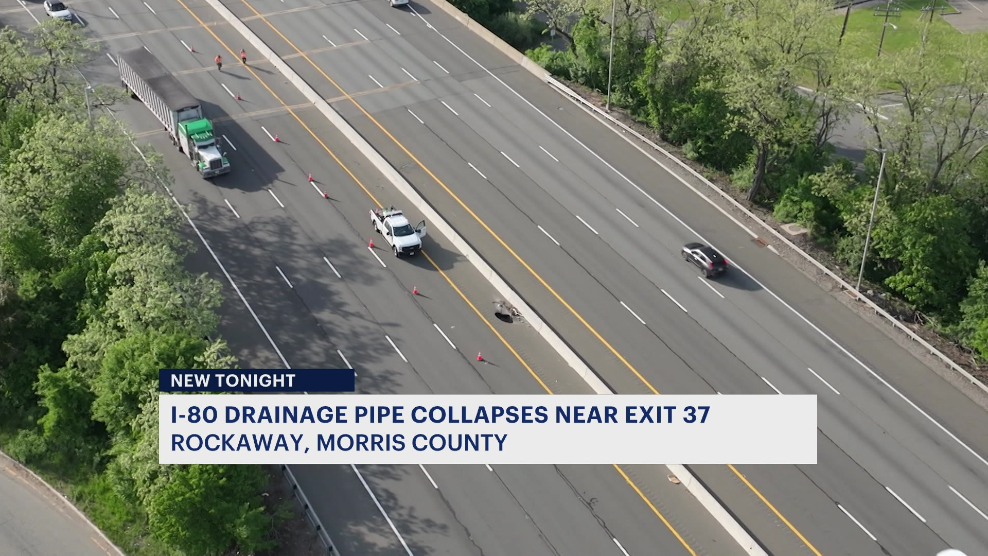 DOT: Collapsed drainpipe closes lanes on I-80 in Rockway DOT: Collapsed drainpipe closes lanes on I-80 in Rockway