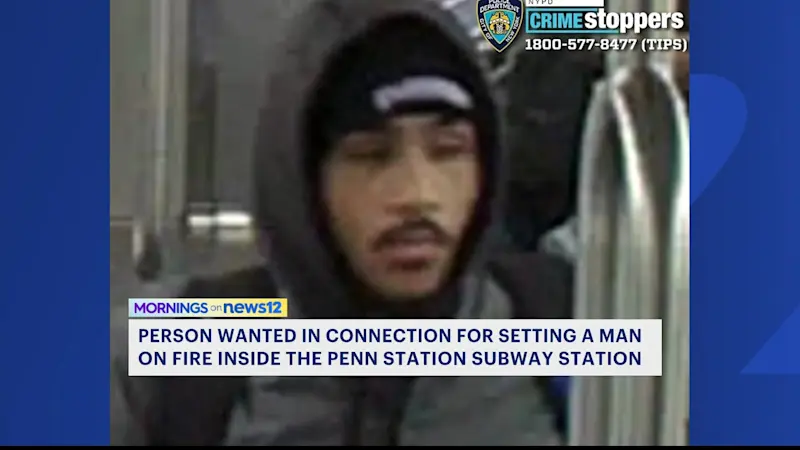 Story image: Man wanted in connection to setting someone on fire at Penn Station