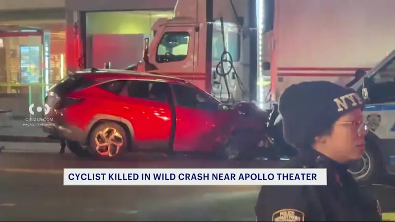 Story image: Bicyclist dead, 4 others hospitalized following crash near Apollo Theater in Harlem