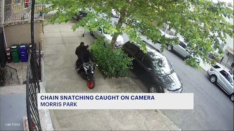 Story image: Morris Park residents on edge after video shows chain snatching in broad daylight