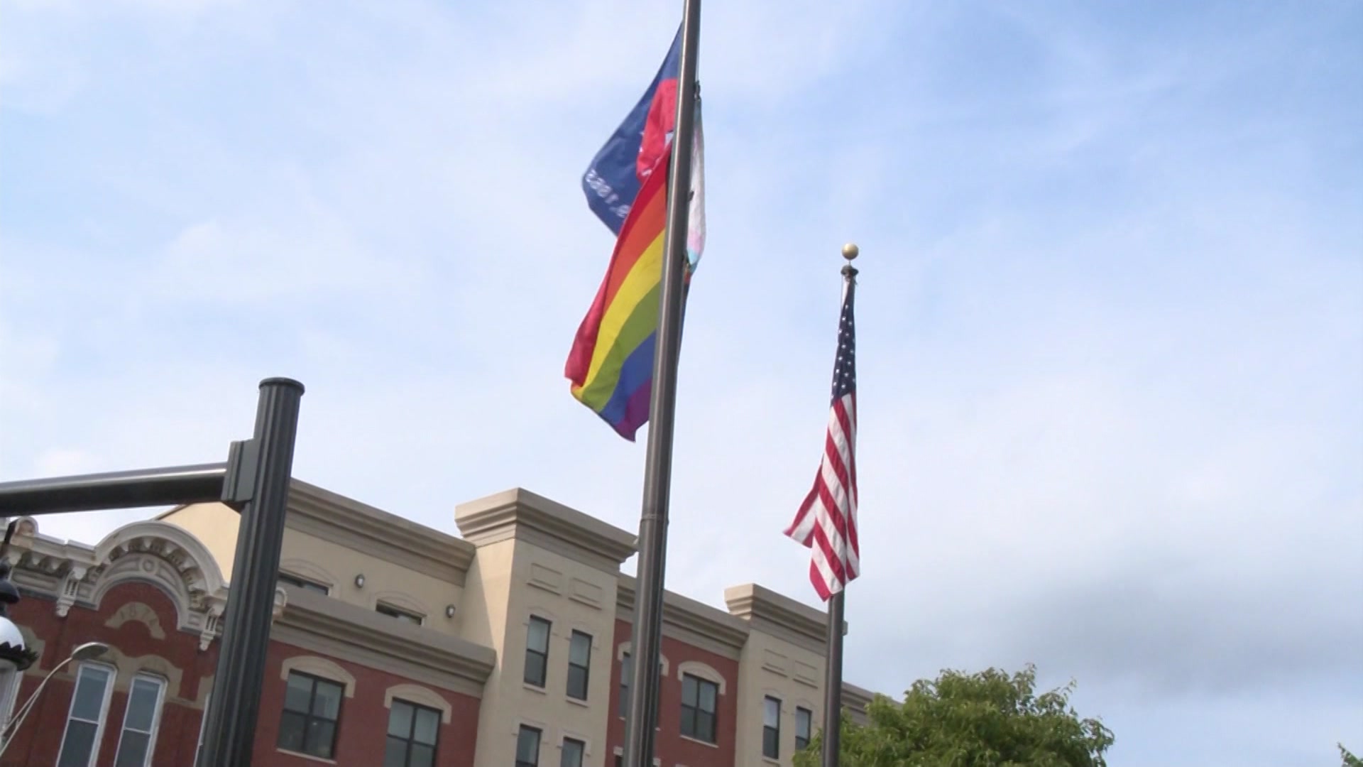 Pride flag flies high above Ossining's Market Square