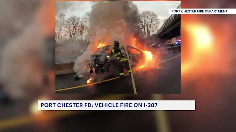 Story image: Vehicle bursts into flames on I-287 in Port Chester