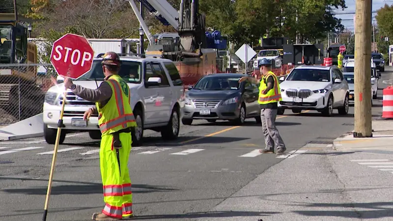 Story image: New traffic pattern for emergency construction causing traffic headaches in busy area of Amityville
