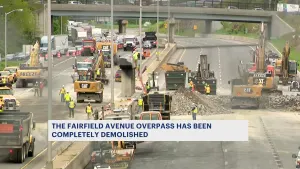 Fairfield Avenue overpass damaged by fire fully demolished