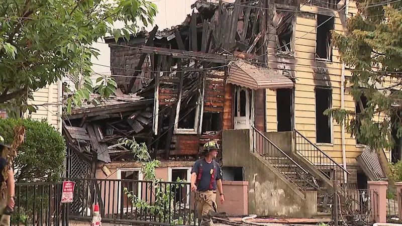 Story image: Officials: 8 firefighters injured in Jersey City fire that collapsed vacant homes