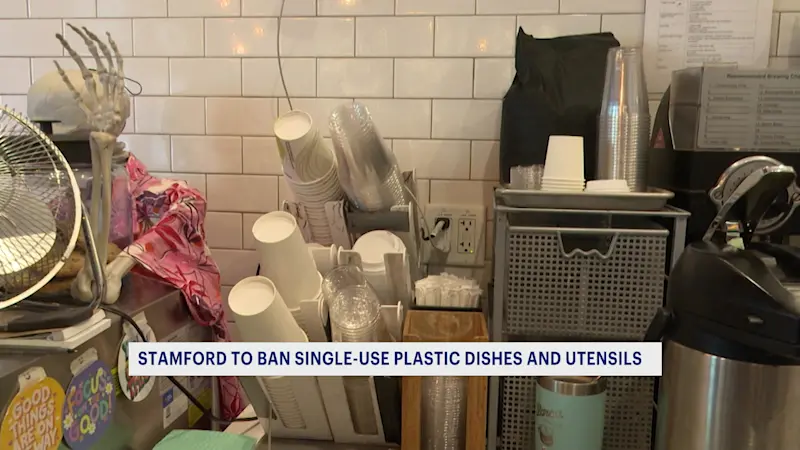 Story image: Stamford to ban single-use plastic utensils and dishes at restaurants
