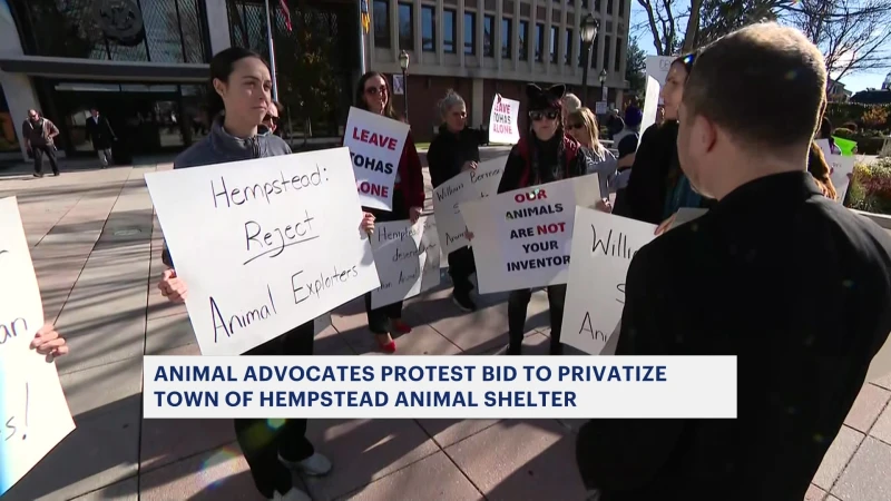 Story image: Animal advocates protest bid to privatize the town animal shelter at Hempstead Town Hall