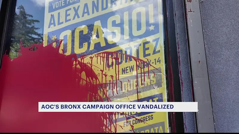 Story image: AOC's campaign office vandalized in Westchester Square