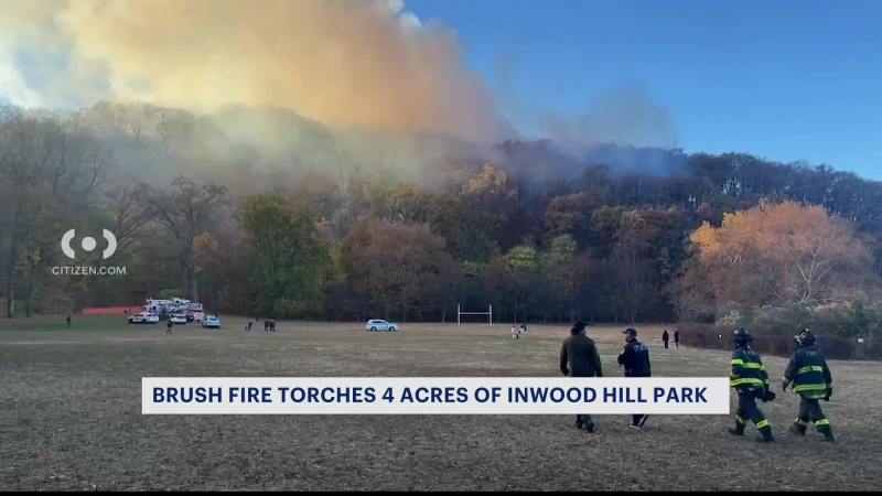 Story image: Bronx residents react to brushfire that torched 4 acres of Inwood Hill Park