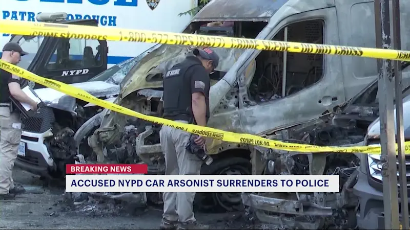 Story image: 21-year-old man accused of setting NYPD vehicles on fire appears in court 