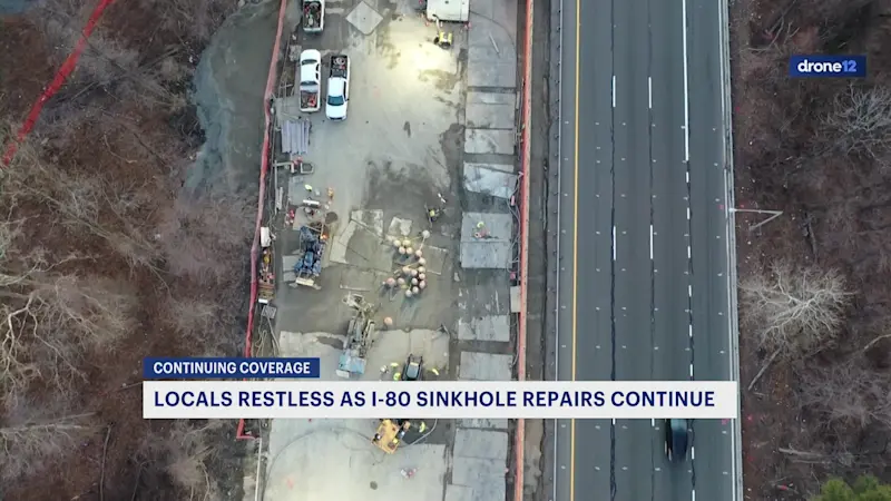 Story image: Wharton residents getting restless as I-80 sinkhole repairs, traffic continue