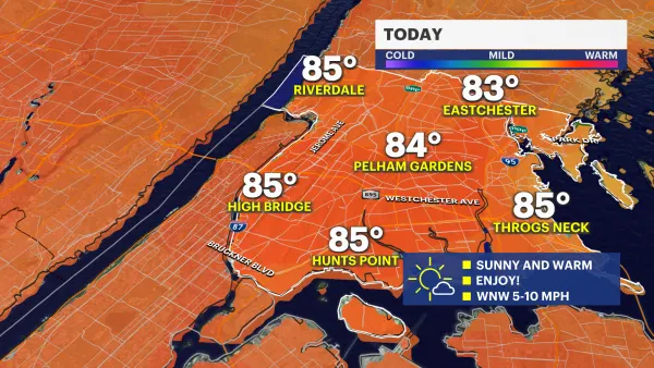 Sunny skies, light breeze and warm temperatures in the Bronx