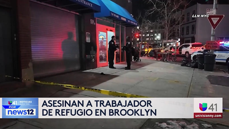 Story image: Univision 41 News Brief: Asesinan a trabajador de refugio en Brooklyn