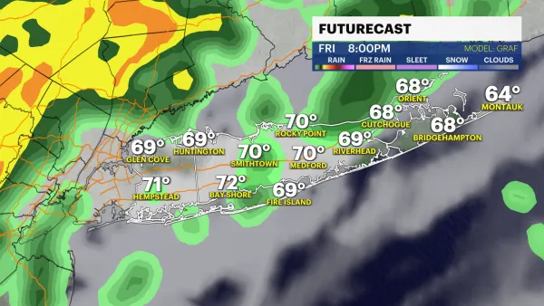Mostly sunny and warm Thursday, chance for Friday evening storms 