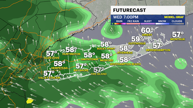 Story image: Cloudy with scattered showers this afternoon for Long Island