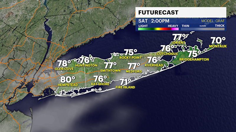 Story image: Sunshine followed by some clouds today on Long Island