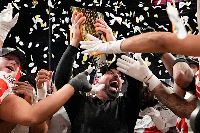 Story image: Ohio State wins 1st national title since 2014, outlasting Notre Dame 34-23 in CFP championship game