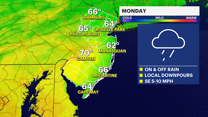Story image: STORM WATCH: Overnight rain, more wet weather starts week in New Jersey