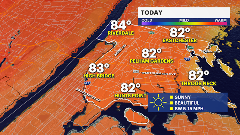 Story image: Sunny start, but chance for rain Sunday in The Bronx