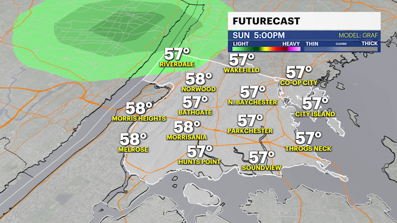 Story image: Fog and showers today in The Bronx; bitter blast arrives Tuesday