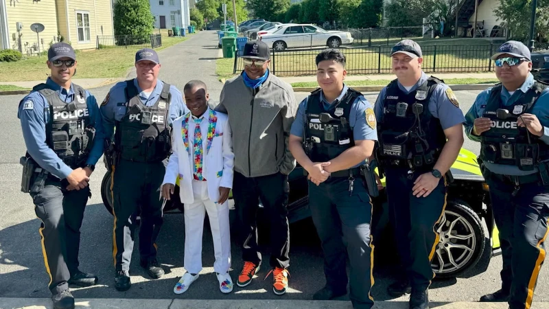 Story image: Jersey Proud: Teen with autism gets police escort to prom