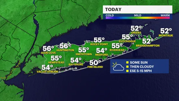 Mostly cloudy skies and cool conditions on Long Island