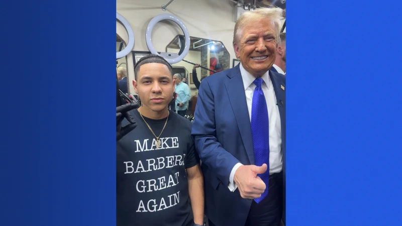 Story image: Community reacts to former President Trump's visit to Bronx barbershop