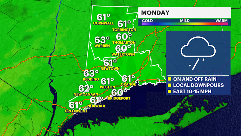 Story image: STORM WATCH: Overnight rain, more wet weather to start week in Connecticut
