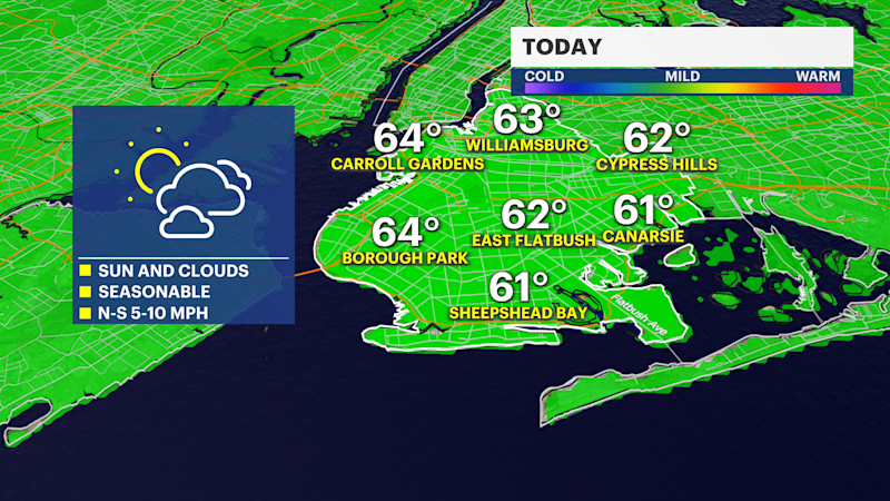 Story image: Cool and pleasant Wednesday around Brooklyn before temperatures rise later this week