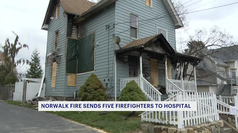 Story image: 5 firefighters injured while battling house fire in Norwalk