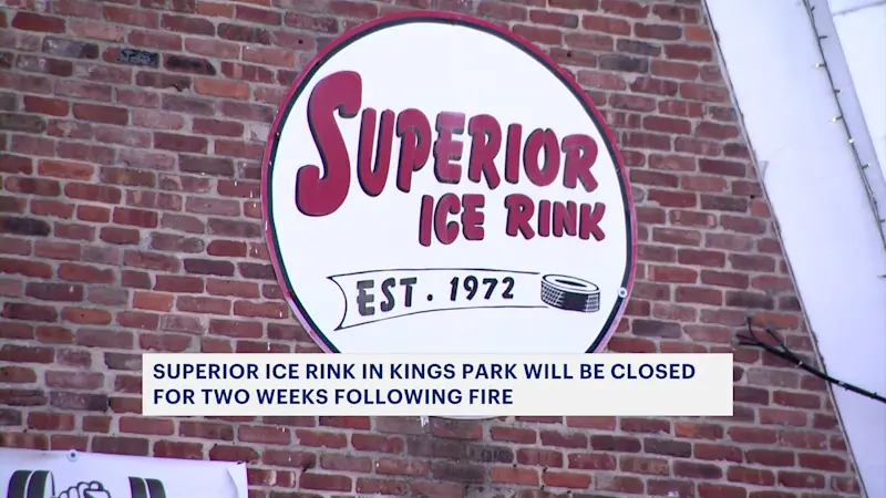 Story image: Superior Ice Rink in Kings Park closed after fire damages building