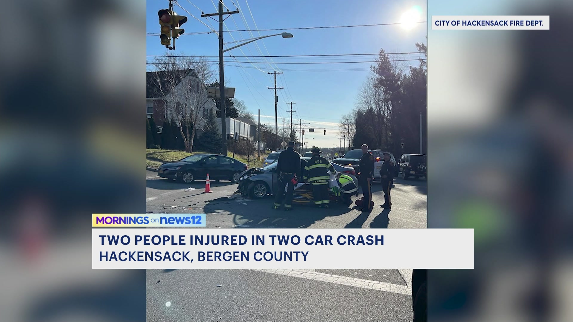 Police 2 people injured in Hackensack car crash