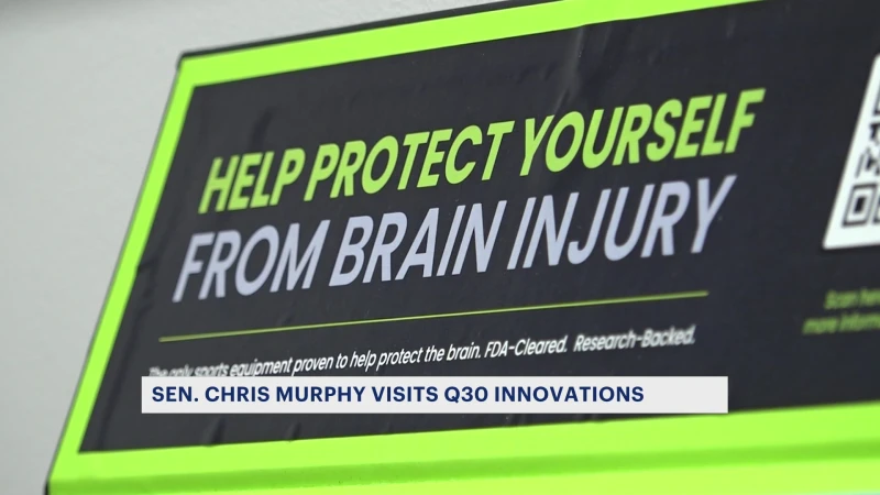 Story image: Sen. Murphy visits Q30 in Norwalk, highlights funds for medical devices that protect against traumatic brain injury