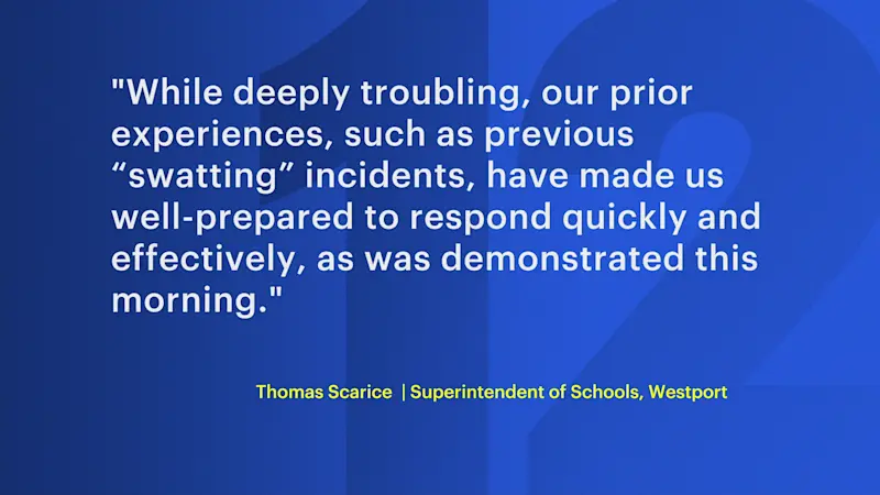 Story image: Authorities give all clear at Westport school following text message bomb threat
