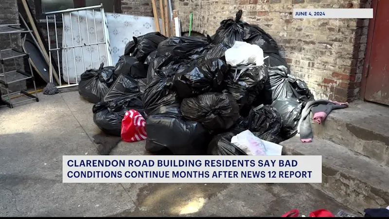 Story image: News 12's second visit to Flatbush building leads to trash cleanup