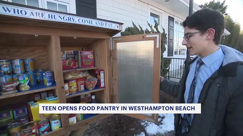 Story image: Westhampton Beach teen opens Little Free Pantry at the public library  