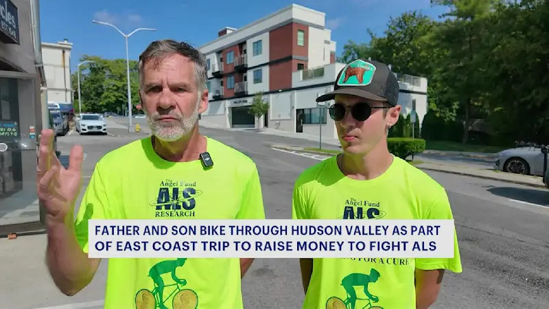 Story image: Father, son stop in Westchester on 3,000-mile charity bike