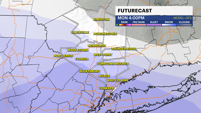 Story image: Tracking Monday snow chances for Westchester and the Hudson Valley