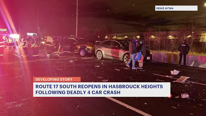 Story image: Route 17 south reopens in Hasbrouck Heights following deadly 4-car crash