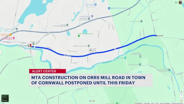 Traffic Alert: Postponed construction on Orrs Mill Road in Town of Cornwall