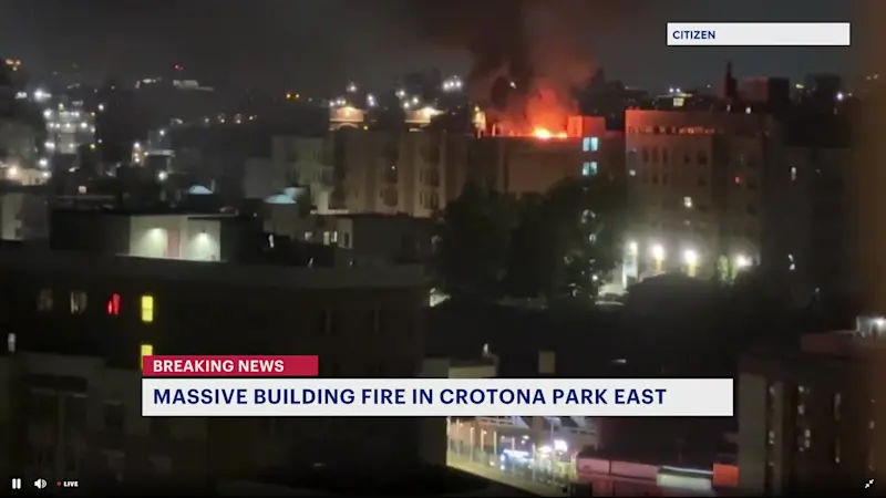 Story image: 2 firefighters hurt in massive building fire in Crotona Park East
