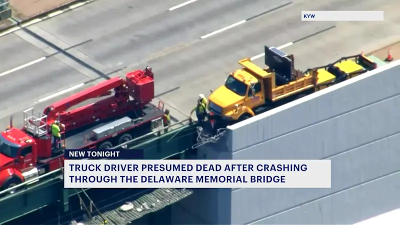 Story image: Officials: Truck driver who drove off Delaware Memorial Bridge presumed dead