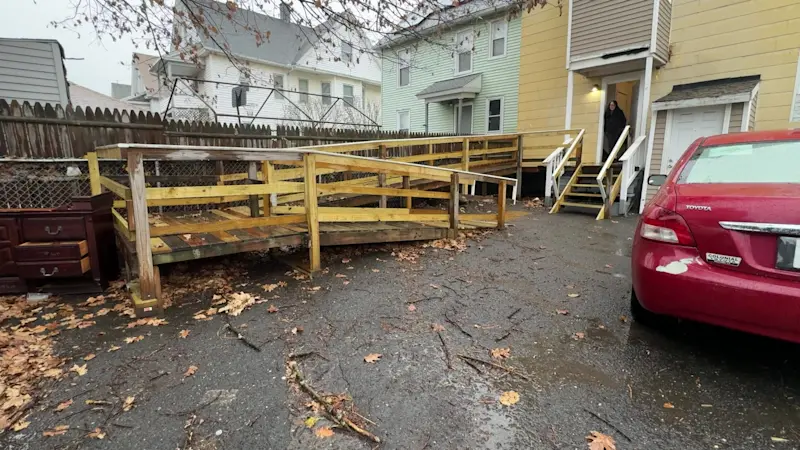 Story image: Bridgeport woman caring for dad with Alzheimer's gets free wheelchair ramp following News 12 report